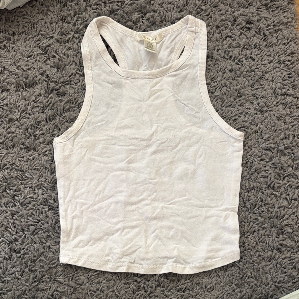 Bozzolo White Crop Racerback Tank